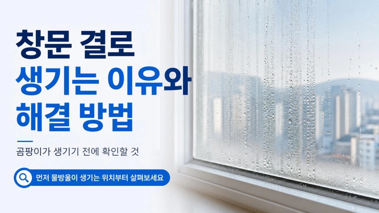 창문 결로가 생기는 이유와 해결 방법을 설명하는 이미지